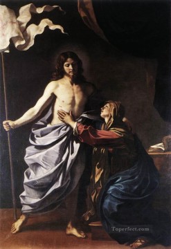 復活したキリストが聖母バロック様式のグエルチーノに現れる Oil Paintings